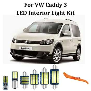 11Pcs Baltos spalvos Klaidų Canbus LED Volkswagen VW Caddy 3 MK3 LED Interjero Dome Žemėlapis Kamieno Pirštinės Šviesos Rinkinys(2004-)