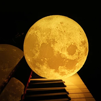 12/15/18cm 3D Spausdinimo Mėnulio Lempos Kūrybos Mėnulio Šviesos LED RGB Mėnulio Šviesos Spalvinga Baterija Puiki Dovana Naktį Šviesa Mėnulio Šviesos
