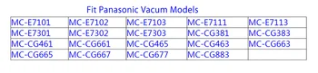 12 Maišeliai, Vakuuminiai Dulkių Maišeliai Panasonic MC-E7101 MC-CG465 MC-E7113