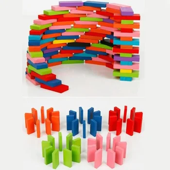 120pcs/set Vaikai Vaivorykštė Medinių Plytų Žaislai Domino Blokai Vaikų Ankstyvojo Ugdymo Mediniai Žaislai Vaikams Dovanų Naujus