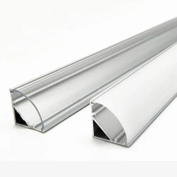 12mm aliuminio profilis 45 laipsnių kampu aliuminio profilio 5050 3528 5630 LED juostelės, Pieniškas baltas/skaidrus, juostelės kanalo