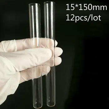 12pcs/daug 15X150mm Skaidraus Stiklo plokščiadugnis Mėgintuvėliai Mokyklos/Laboratoriniai stikliniai Indai
