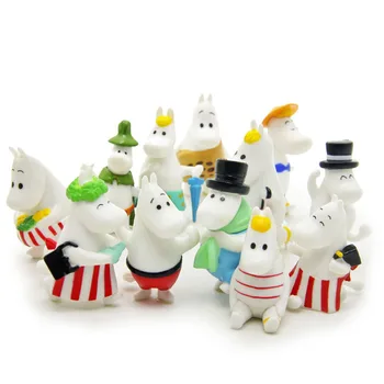 12Pcs Mini Mielas Begemotų šeimos figūrėlių, Animacinių filmų Gyvūnų PVC Figūrėlės Žaislų Kolekcijos Modelį, Namų Dekoro