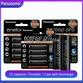 12pcs Panasonic 1.2 V 2500mAh NI-MH AA tipo įkraunamos baterijos, Žibintuvėlis vaizdo Kameros nuotolinio valdymo įkrauta iš anksto, didelės talpos Baterija