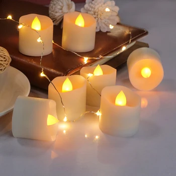12Pcs/Set Nuotolinio Valdymo pulto LED Žvakės Baterija Led Arbata Žibintai Flameless Žvakių Mirgėjimas Modeliavimas Žvakės Liepsna Šviesos