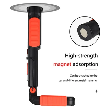 12SMD+9 Raudonų LED Darbo Inspekcijos Šviesos Nešiojamų Magnetinio LED Žibintuvėlis USB Įkraunamas Žibintuvėlis Lanterna Pakabinti Kablys Lempa Su Laidu