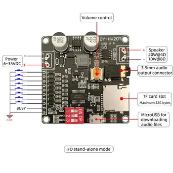 12V/24V maitinimo supply10W/20W Balso atkūrimo modulis remti Mikro SD kortelės MP3 muzikos grotuvas Arduino