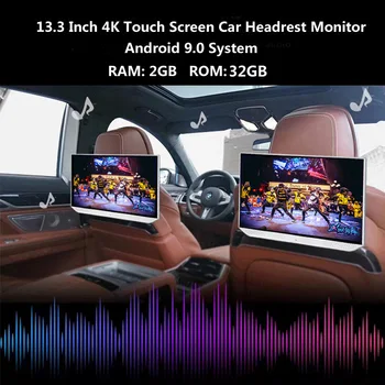 13.3-colių Android 9.0 automobilių pogalvių monitorius HD 1080P ultra-plonas touch ekranas WI-fi/Bluetooth/USB/SD/HDMI/FM/Veidrodis Nuorodą/Miracast