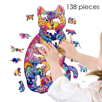 138pcs Montessori Pjūklelis dėlionės (Galvosūkiai) galvosūkis Katės Formos, Galvosūkiai, Žaislai Vaikams Kalėdų Gimtadienio Smegenų Mokymo Dovanos