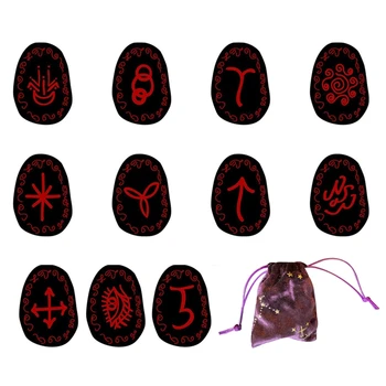 13Pcs Gydymo Raganos Rune Set Meditacija Būrimą Chakra Likimo-pasakoja Runų Akmenys Graviruotas Runas su Audinio Maišelis
