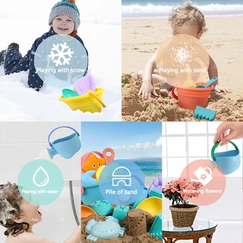 13pcs Vaikai Paplūdimio Žaislai, Smėlio dėžės, Smėlio Žaislų Rinkinys Paplūdimio Kubo Smėlio Eco-Friendly Spalvinga Pilis Kibirą PC\PVC Kastuvas Žaislai Vaikams