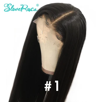 13X4 Jet Black #1 #2 #4 Tiesiai Nėriniai Priekiniai Žmogaus Plaukų Perukai Už juodaodžių Moterų 130% Brazilijos Remy Plaukai Balinti Mazgų Slove Rosa