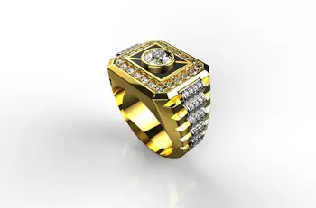 14K Aukso Užpildytas 1.5 Karatų Deimantą, kurio Pagalvėlė, Cirkonio Akmuo Žiedas Vyrams Bauda Sidabro 925 Papuošalai Bizuteria Anillos De Žiedas