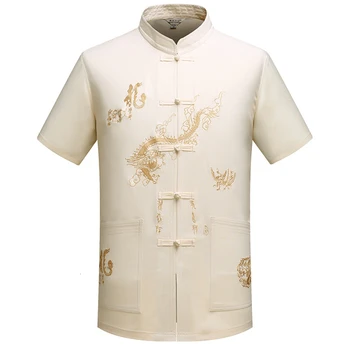 15Color Tradicinės Kinų Drabužių Vyrams T-shirt Vasaros trumpomis Rankovėmis Drakonas, Siuvinėjimo Naujas Tango Tiktų Vyrų Viršūnes M-3XL