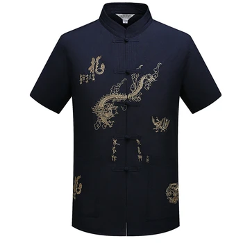 15Color Tradicinės Kinų Drabužių Vyrams T-shirt Vasaros trumpomis Rankovėmis Drakonas, Siuvinėjimo Naujas Tango Tiktų Vyrų Viršūnes M-3XL