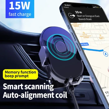 15W Magnetinio Automobilių Belaidis Kroviklis Auto Smart Scan 