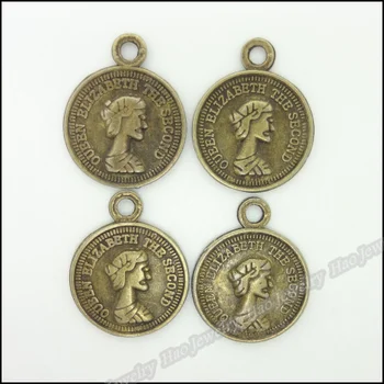 160pcs Derliaus Pakabukai elizabeth monetos Pakabukas Antikvariniai bronzos Cinko Lydinio, Tinka Apyrankės Karoliai 
