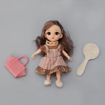 16cm Mados 1/12 Bjd Doll 12 Kilnojamojo Sąnarių Įstaiga-Make-up Dress Up 3D Akis Plastiko 