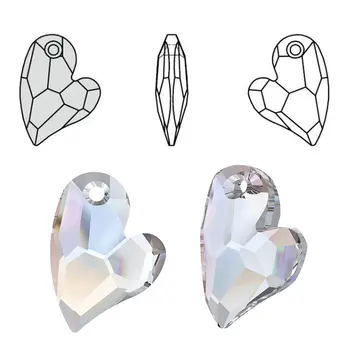 17mm 12pcs/pak kristalų talismanai Skirti 2 U Širdies Pakabukas 6261 stiklo širdies formos, karoliukai, kalnų krištolas gem už Kaklo ir Auskarai 