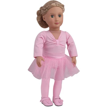 18 colių Mergaičių lėlės drabužiai rožinė baleto apranga yra gimnastikos apranga Amerikos naujagimių suknelė žaislai tinkami 43 cm kūdikių lėlės c875
