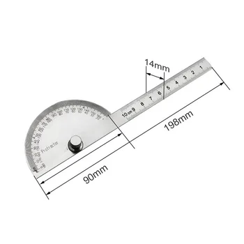180 Laipsnių Reguliuojamas daugiafunkcis nerūdijančio plieno roundhead valdovas matematikos matavimo įrankis