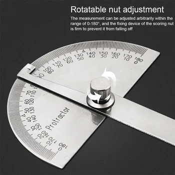 180 Laipsnių Reguliuojamas daugiafunkcis nerūdijančio plieno roundhead valdovas matematikos matavimo įrankis
