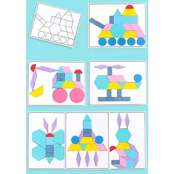 180 Vienetų Montessori Kūrybos Medinė Dėlionė Tangram Žaislas Vaikams, Mokymosi 3D Dėlionės Dėlionės Macaron Spalvos Medienos Žaislai, Dovanos