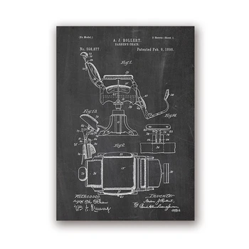 1898 Barber Kėdės Patentų nuotraukas ir Plakatus Barbershop Sienos Meno Dekoro Derliaus Drobės Tapybos Nuotraukas Planas Kirpykla Dovanos