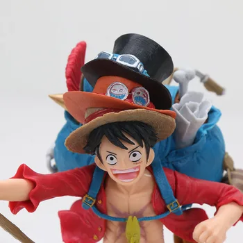 18cm Anime One Piece luffy su 3 skrybėlės ace skrybėlę sabo skrybėlę PVC Veiksmų Skaičiai Modeliai žaislas