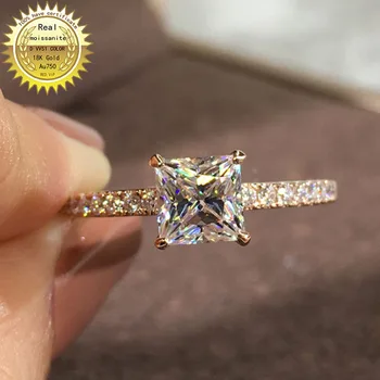 18K Aukso 1ct Moissanite Deimantų Žiedas D spalva VVS Su nacionalinės sertifikatą 039