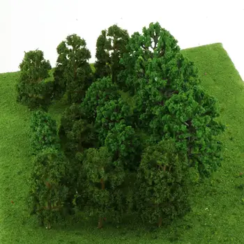 18Pieces Modelis Medžių Giliai Žalia Geležinkelio Kaimo Architektūros Išdėstymas Diorama Dekoracijos