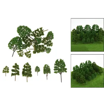 18Pieces Modelis Medžių Giliai Žalia Geležinkelio Kaimo Architektūros Išdėstymas Diorama Dekoracijos
