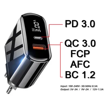 18W PD Greitai Įkrauti QC 3.0 USB MUMS ES Įkroviklį Universalus Mobiliojo Telefono Įkroviklis, Sieninis Greito Įkrovimo Adapteris, Skirtas 
