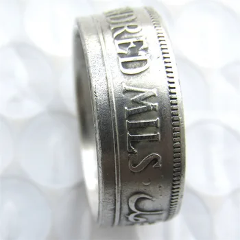 1934 M. Izraelis Palestinoje Britų Įgaliojimus 100 Mils Sidabro Padengtą Monetos Žiedas, Rankų Darbo, Dydžiai 7-12