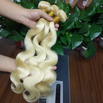 1B 613 Blond Žmogaus Plaukų Ryšulių Kūno Banga Brazilijos Plaukų Pynimas Ryšulių Remy Human Hair 613 Plėtiniai 1 3 4 Pluoštas Pasiūlymai