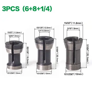 1pc 3PCS Nustatyti įvorės 6.35 mm, 6mm 8mm collet chuck Frezavimo, Graviravimo mašina Electr