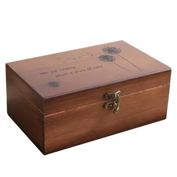 1pc Buitinės Talpyklos Įvairenybės Laikymo Dėžutė Medinė Dėžutė Rankdarbiams (Kiaulpienių Retro Box (Be Adatos Ir Siūlai)