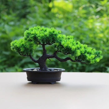 1Pc Dirbtinis Bonsai Mažas Žalias Medis su Vazoniniams Augalams Pušis Dirbtinis Vazoninių Augalų Ornamentr Augalų Dirbtinių Augalų Biuras