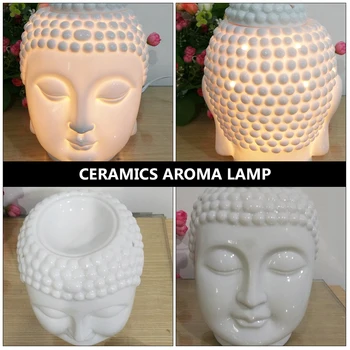 1pc Keramikos aromatinės Lempos Unikalus Budos Galvos Formos Lempa Su Europos Plug Keramikos Budos Galva aromatinės Lempos Aromaterapija, Šviesos