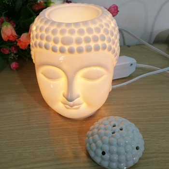 1pc Keramikos aromatinės Lempos Unikalus Budos Galvos Formos Lempa Su Europos Plug Keramikos Budos Galva aromatinės Lempos Aromaterapija, Šviesos