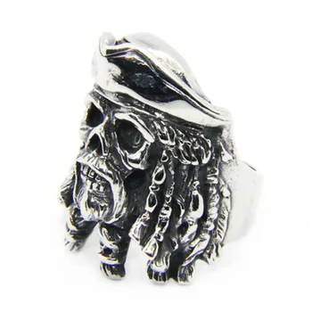1pc Naujas Dizainas Cool Piratų Kaukolės Žiedas 316L Nerūdijančio Plieno Papuošalai, Juostos Šalies Dvasios Kaukolės Žiedas