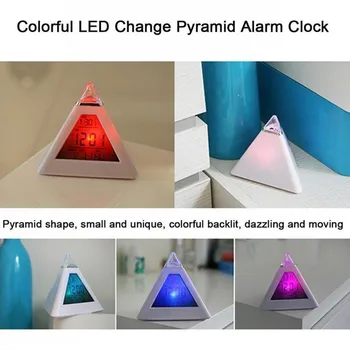 1pc Trikampis 7 Spalvų LED Temperatūros Savaitę Ekranas Skaitmeninis Laikrodis-Žadintuvas Namų Dekoro Kūrybos Tingus Žadintuvas