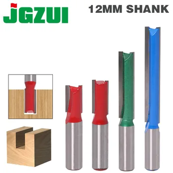 1pcs 12mm Shank 2 fleita tiesiai bitų Medienos apdirbimo Įrankiai, Maršrutizatorius, Tiek Medienos Volframo Karbido endmill frezavimo cutter