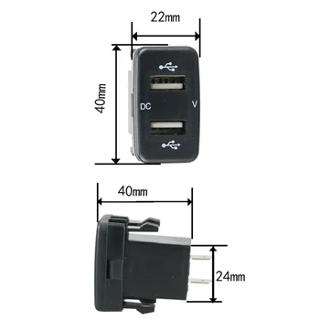1pcs Automobilinio Įkroviklio Lizdas Dual USB Įkrovimo Volt vaizdo Adapteriu Vandeniui Dual Prievadai USB Lizdo Toyota