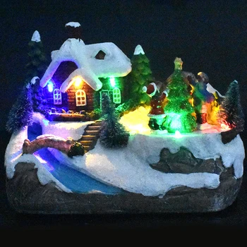 1Pcs Iš Fluorescentinė Mažas House Muzikos LED Šviesos Važiuoti Apšvietimo Kalėdų Dervos Kalėdų Kaime, Name, Miesto Puošimas Naujas