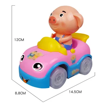 1Pcs Kūrybinių Mados 3D Elektros Apšvietimo Autopilotas Kiaulių Ratai Modelis Žaislai Individualumą Pasukimo Muzikos Vaikų Pramogų Žaislas