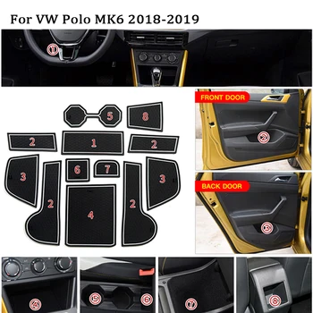 1Set Už 2011-2016 VW Polo 6R GTI Volkswagen Polo Plius 2018 2019 Priedai Gumos Automobilių Anti-Slip Mat Vidaus Duris Mygtukai/Cup Kilimėlis