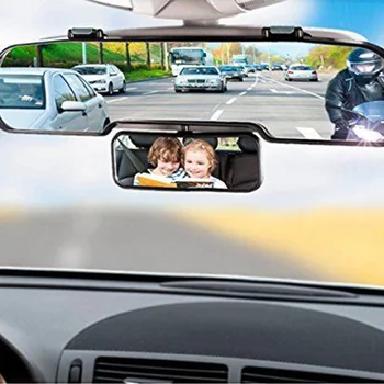 2 (1 Galinio Vaizdo Veidrodėlis Saugos Veidrodžiai, Interjero Dvigubo Automobilių Vaikas Peržiūrėti Kūdikiams, Vaikams Pasukti Universalus Plataus Kampo