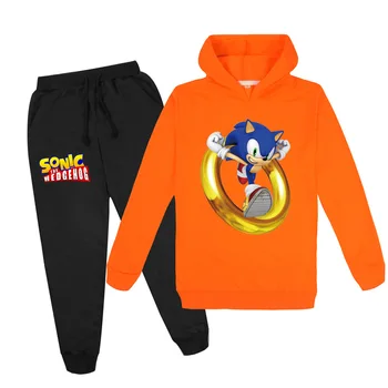 2-16Y Pavasarį, Rudenį Berniukas Drabužių Nustatyti Anime Sonic The Hedgehog Hoodies Kelnės 2 Vnt. Nustatyti SportSuits Vaikiška Apranga Mergina sportiniai Kostiumai