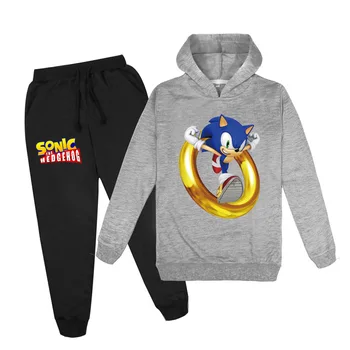 2-16Y Pavasarį, Rudenį Berniukas Drabužių Nustatyti Anime Sonic The Hedgehog Hoodies Kelnės 2 Vnt. Nustatyti SportSuits Vaikiška Apranga Mergina sportiniai Kostiumai